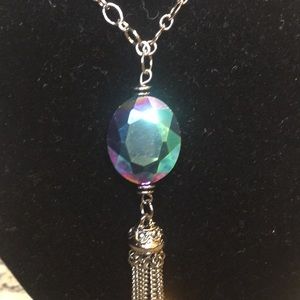 Iridescent necklace and earring set